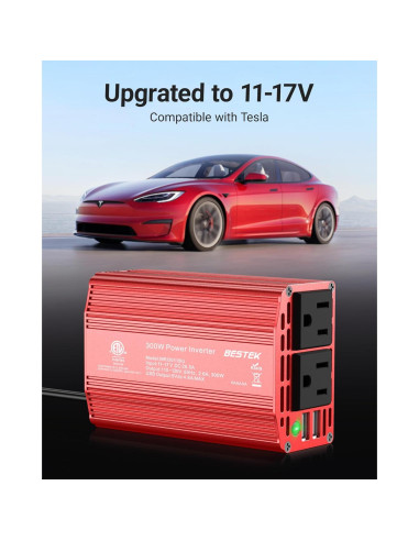 Inversor de Potencia BESTEK 300W DC 12V a AC 110V con USB