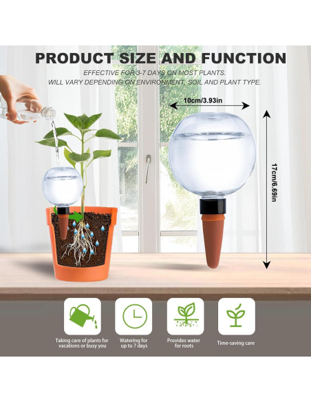 2 Esferas de Riego Automático Ansberta 17oz para Plantas