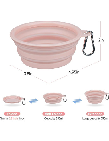 Tazones Colapsables para Perros LeeRound, Paquete de 2, 350ml