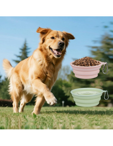 Tazones Colapsables para Perros LeeRound, Paquete de 2, 350ml