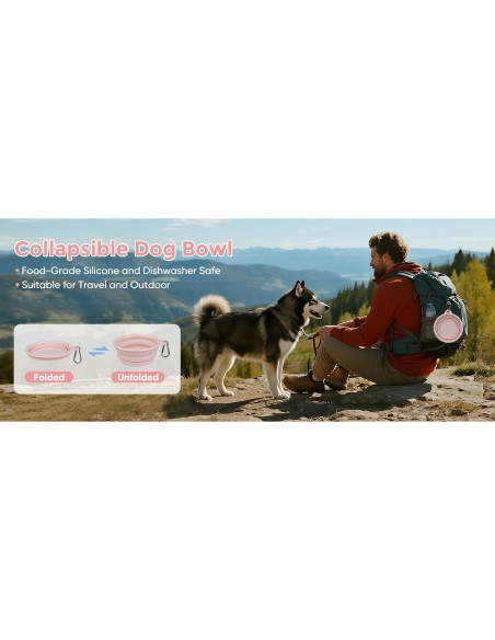 Tazones Colapsables para Perros LeeRound, Paquete de 2, 350ml