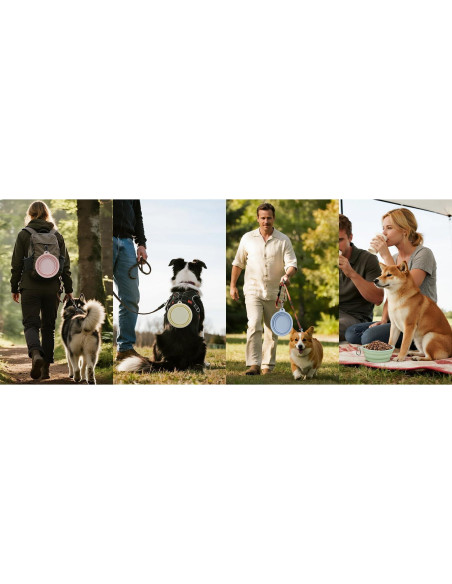 Tazones Colapsables para Perros LeeRound, Paquete de 2, 350ml