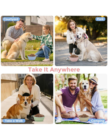 Tazones Colapsables para Perros LeeRound, Paquete de 2, 350ml