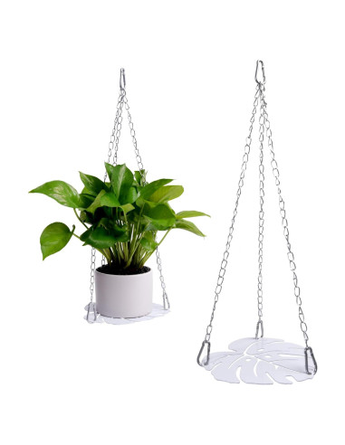 Maceta Colgante AxtreHeu de Metal Blanco 46.5cm Monstera