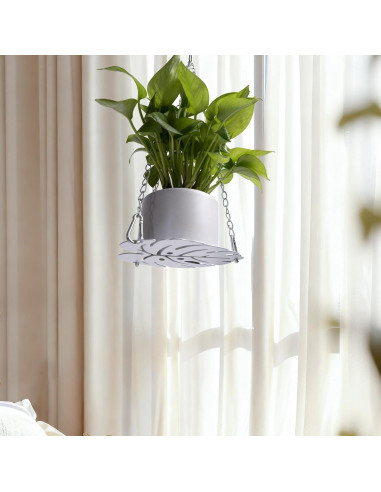Maceta Colgante AxtreHeu de Metal Blanco 46.5cm Monstera