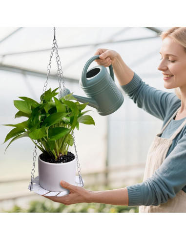 Maceta Colgante AxtreHeu de Metal Blanco 46.5cm Monstera