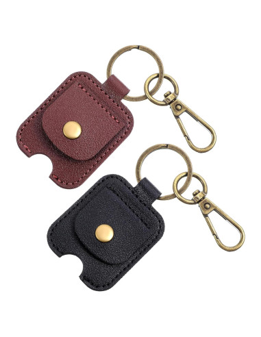 2 Fundas de Llave de Auto Guduling de Cuero PU - Negro y Burdeos