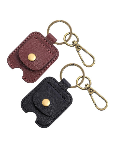 2 Fundas de Llave de Auto Guduling de Cuero PU - Negro y Burdeos