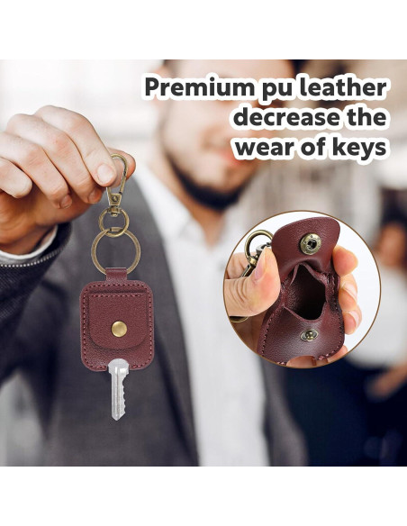 2 Fundas de Llave de Auto Guduling de Cuero PU - Negro y Burdeos