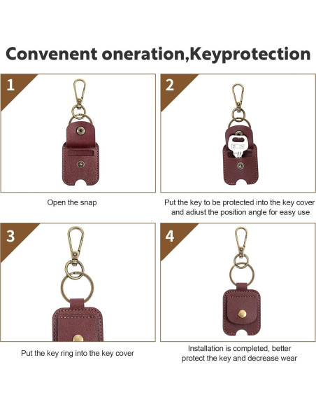 2 Fundas de Llave de Auto Guduling de Cuero PU - Negro y Burdeos