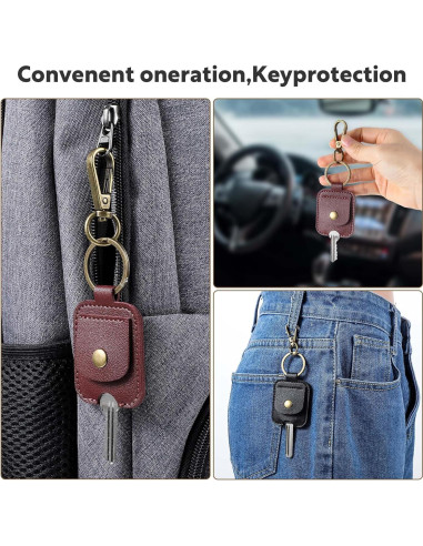 2 Fundas de Llave de Auto Guduling de Cuero PU - Negro y Burdeos