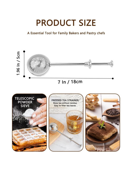 2 PCS Colador de Té y Tamiz de Harina Ling Chuang 17.78 cm