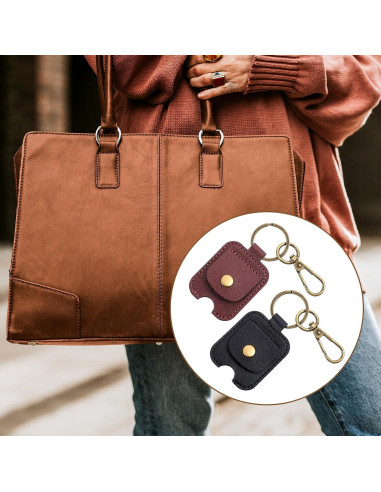 2 Fundas de Llave de Auto Guduling de Cuero PU - Negro y Burdeos