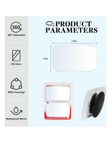 Espejo de Punto Ciego Convexo AmFor HD Ajustable 2 PCS