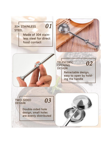 2 PCS Colador de Té y Tamiz de Harina Ling Chuang 17.78 cm