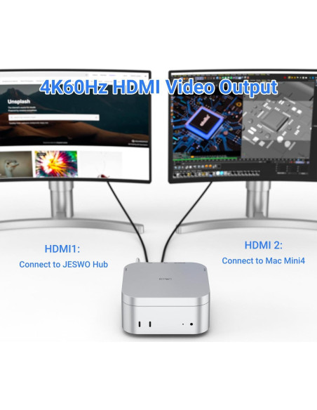Dock Hub Mac mini M4 - 4K HDMI, USB 3.0, Lector SD/Micro SD
