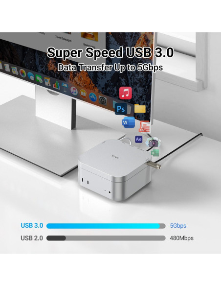 Dock Hub Mac mini M4 - 4K HDMI, USB 3.0, Lector SD/Micro SD
