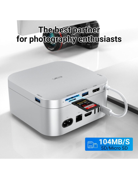 Dock Hub Mac mini M4 - 4K HDMI, USB 3.0, Lector SD/Micro SD