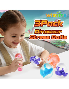 Juego de 3 Pelotas Antiestrés Dinosaurio WISYME 5.8 cm 2