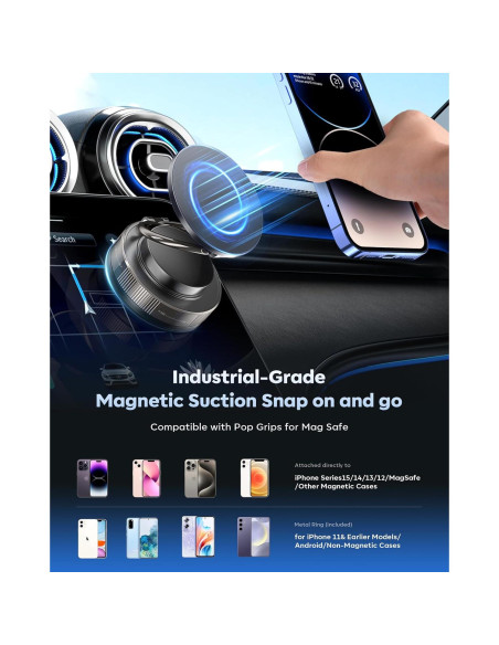 Soporte Magnético para Teléfono de Coche MARUVI Negro 2800gf