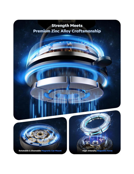 Soporte Magnético para Teléfono de Coche MARUVI Negro 2800gf