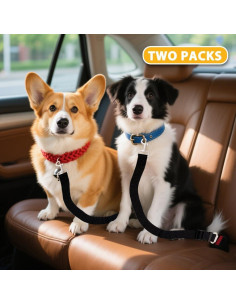Cinturones de Seguridad para Mascotas Ajustables - Paquete de 2 2