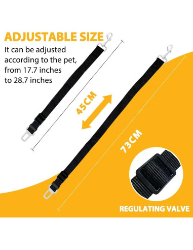 Cinturones de Seguridad para Mascotas Ajustables - Paquete de 2