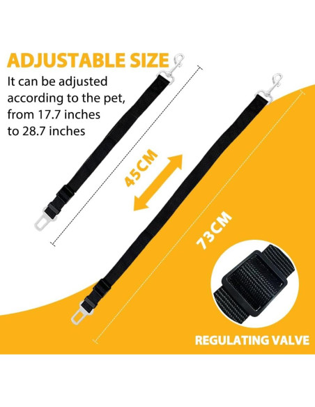 Cinturones de Seguridad para Mascotas Ajustables - Paquete de 2