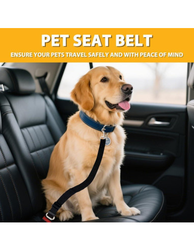 Cinturones de Seguridad para Mascotas Ajustables - Paquete de 2
