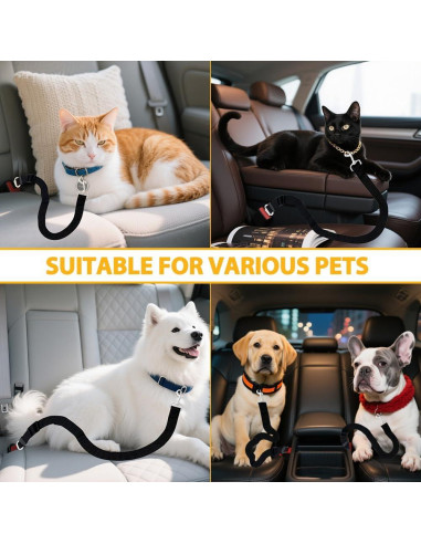 Cinturones de Seguridad para Mascotas Ajustables - Paquete de 2