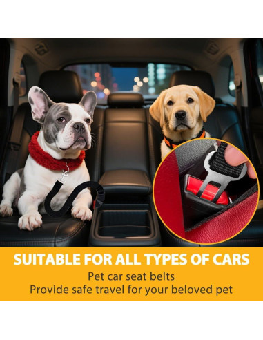 Cinturones de Seguridad para Mascotas Ajustables - Paquete de 2