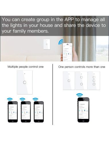 Interruptor Inteligente MOES 1 Gang WiFi 2.4GHz Blanco