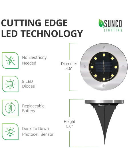 Luces Solares para Jardín Sunco LED 12 Piezas 5000K Impermeables