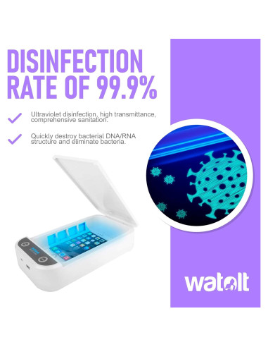 Caja Desinfectante UV Watolt para Teléfonos hasta 16.76 cm