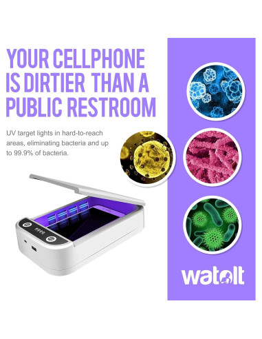 Caja Desinfectante UV Watolt para Teléfonos hasta 16.76 cm