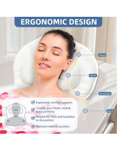 Cojín de Baño SZXYX Ergonómico con Ventosas - Blanco 2