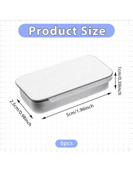 6 Cajas de Lata Rectangular Larrel para Almacenamiento DIY Plata