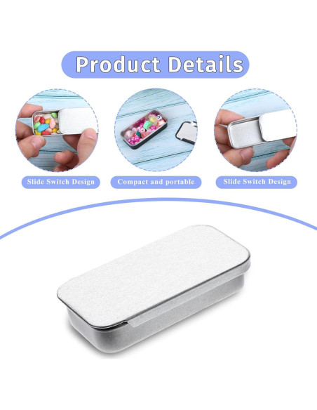 6 Cajas de Lata Rectangular Larrel para Almacenamiento DIY Plata