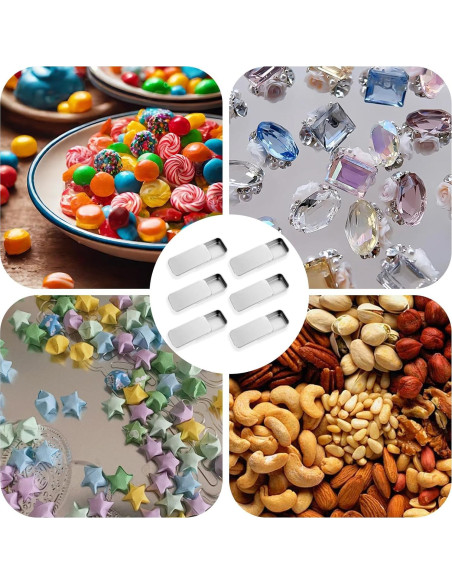 6 Cajas de Lata Rectangular Larrel para Almacenamiento DIY Plata