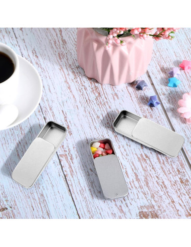 6 Cajas de Lata Rectangular Larrel para Almacenamiento DIY Plata