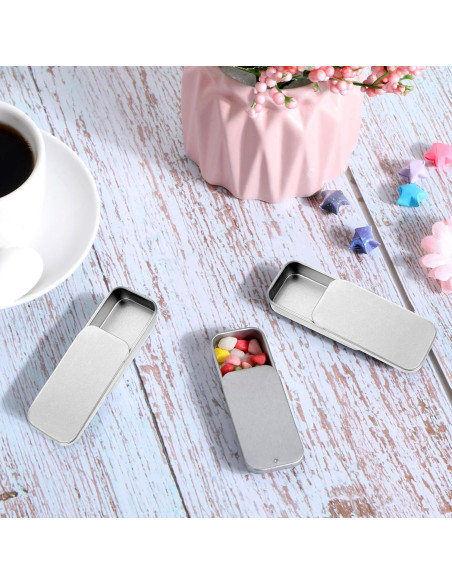 6 Cajas de Lata Rectangular Larrel para Almacenamiento DIY Plata