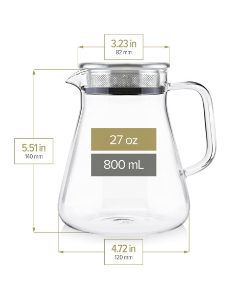 Hervidor de Té One-Touch Teabloom 800 ML Vidrio Borosilicato