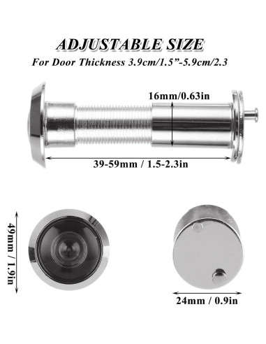 5 Mirillas de Puerta 220 Grados Zinc SENENQU con Broca 16mm