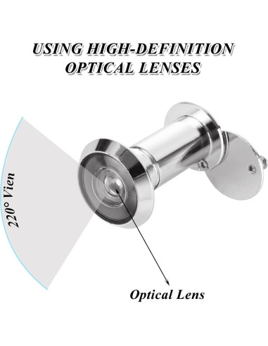5 Mirillas de Puerta 220 Grados Zinc SENENQU con Broca 16mm