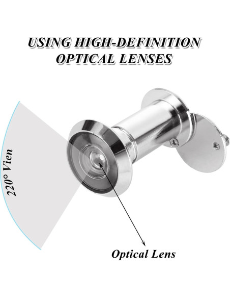 5 Mirillas de Puerta 220 Grados Zinc SENENQU con Broca 16mm