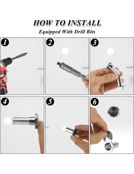 5 Mirillas de Puerta 220 Grados Zinc SENENQU con Broca 16mm