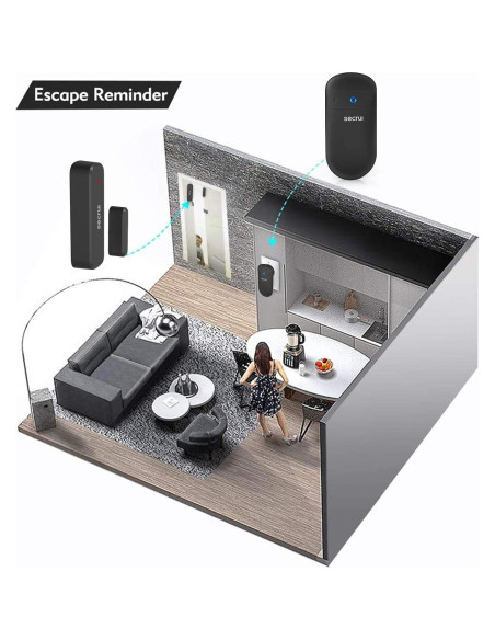 Timbre de puerta inalámbrico SECRUI con 2 sensores y 52 timbres