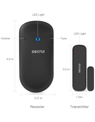 Timbre de puerta inalámbrico SECRUI con 2 sensores y 52 timbres