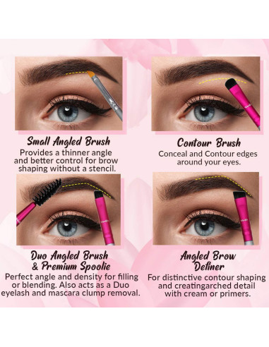 Kit de Cepillos para Cejas Vertex Beauty - Angulados y Spoolie
