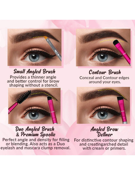 Kit de Cepillos para Cejas Vertex Beauty - Angulados y Spoolie